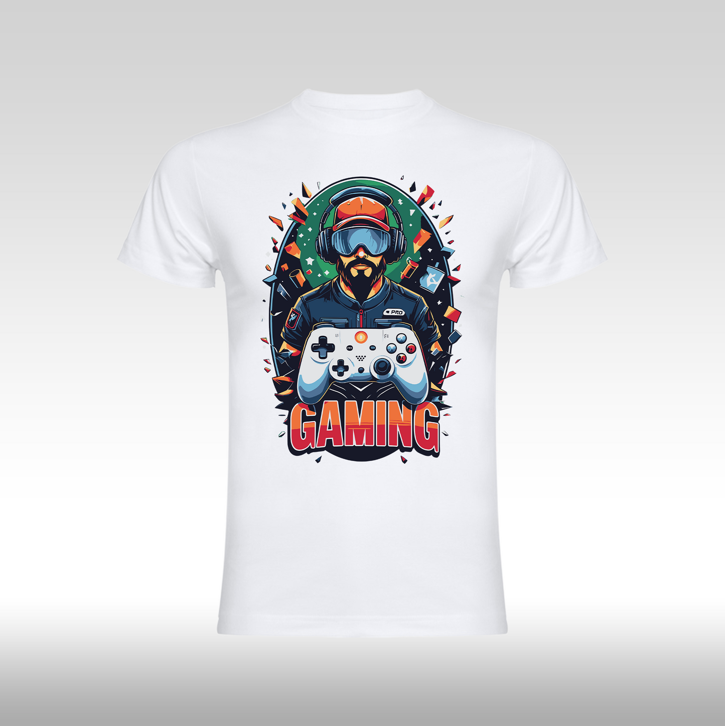 Tricou alb personalizat bumbac Fata gaming "Gaming Pro" streetwear
