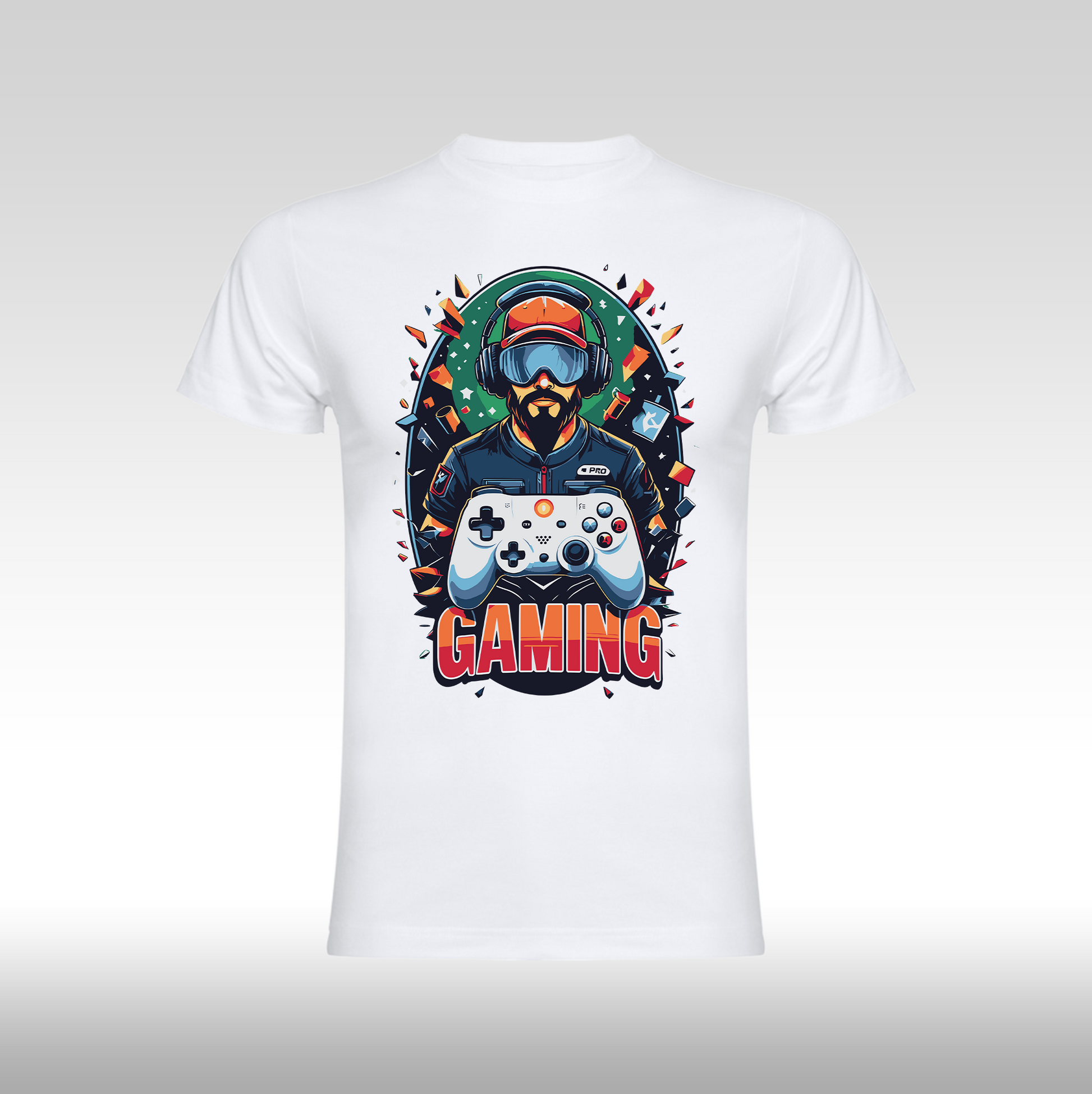 Tricou alb personalizat bumbac Fata gaming "Gaming Pro" streetwear
