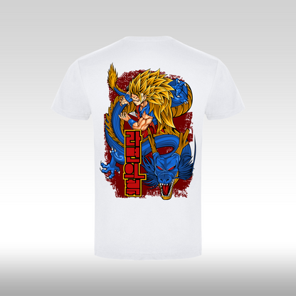 Tricou alb personalizat bumbac Spate anime "Goku Super Sayan-Jin 3" streetwear