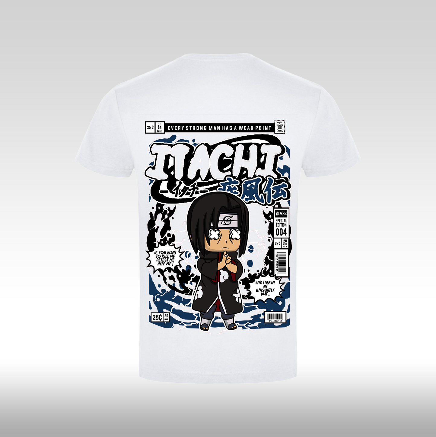 Tricou alb personalizat bumbac Spate anime "Itachi Funko" streetwear