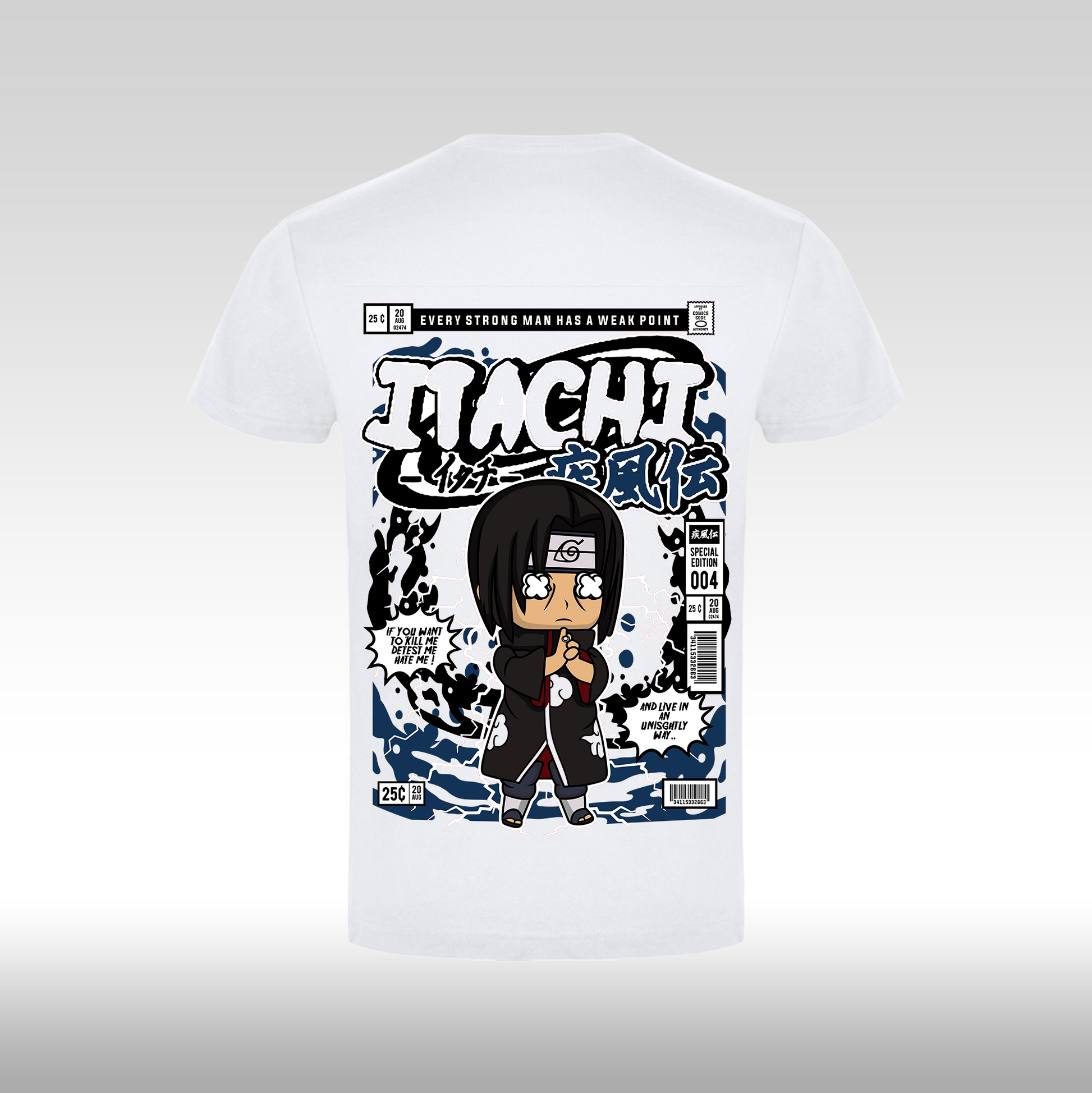 Tricou alb personalizat bumbac Spate anime "Itachi Funko" streetwear