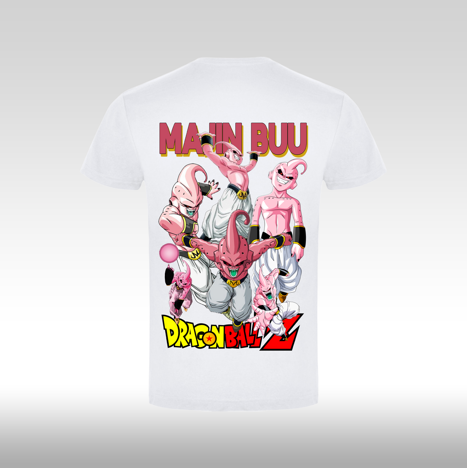 Tricou alb personalizat bumbac Spate anime "Majin Buu" streetwear