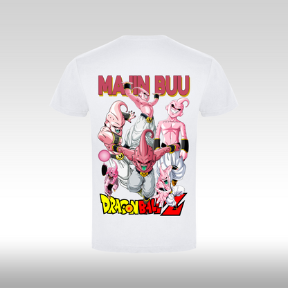 Tricou alb personalizat bumbac Spate anime "Majin Buu" streetwear