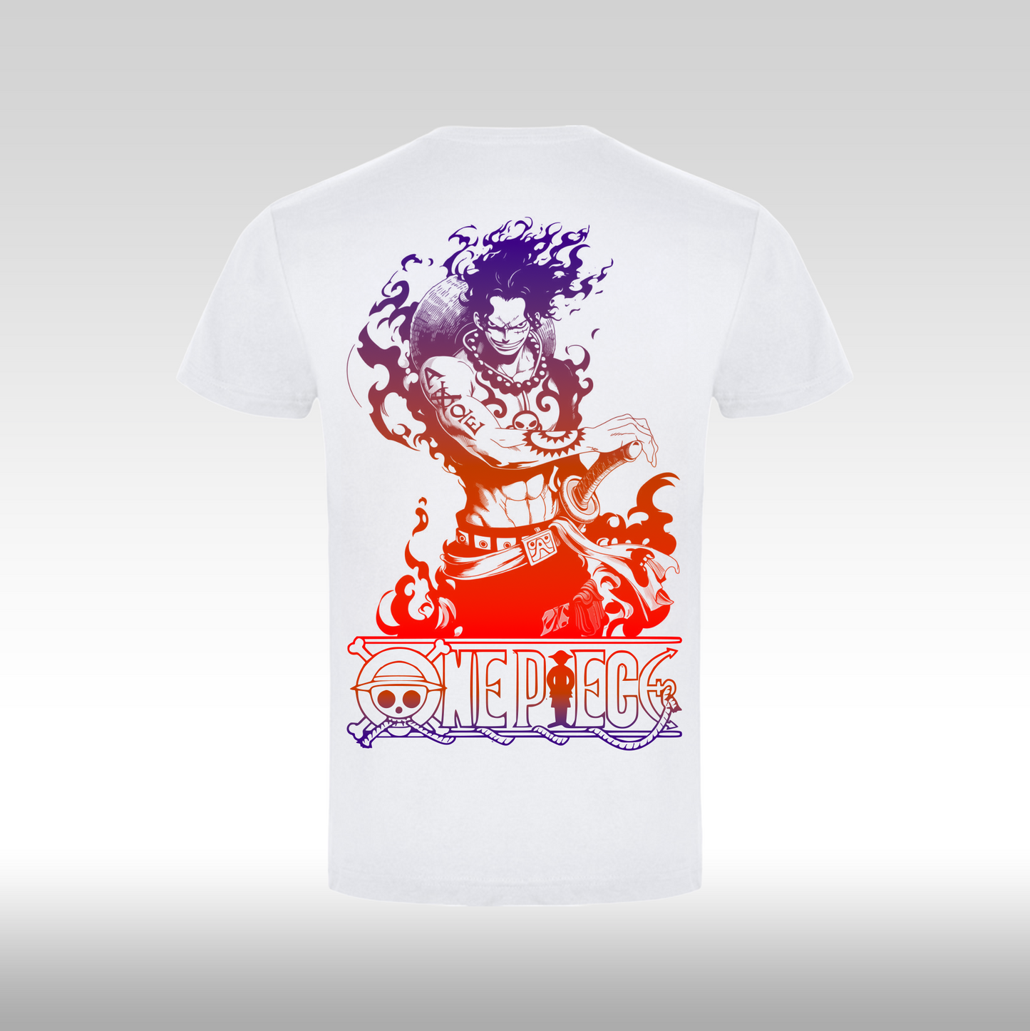 Tricou Negru personalizat bumbac Spate anime "Portgas-D-Ace" streetwear
