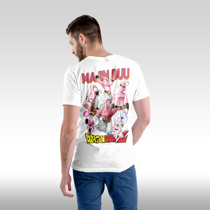 Tricou alb personalizat bumbac Spate barbat anime "Majin Buu" streetwear