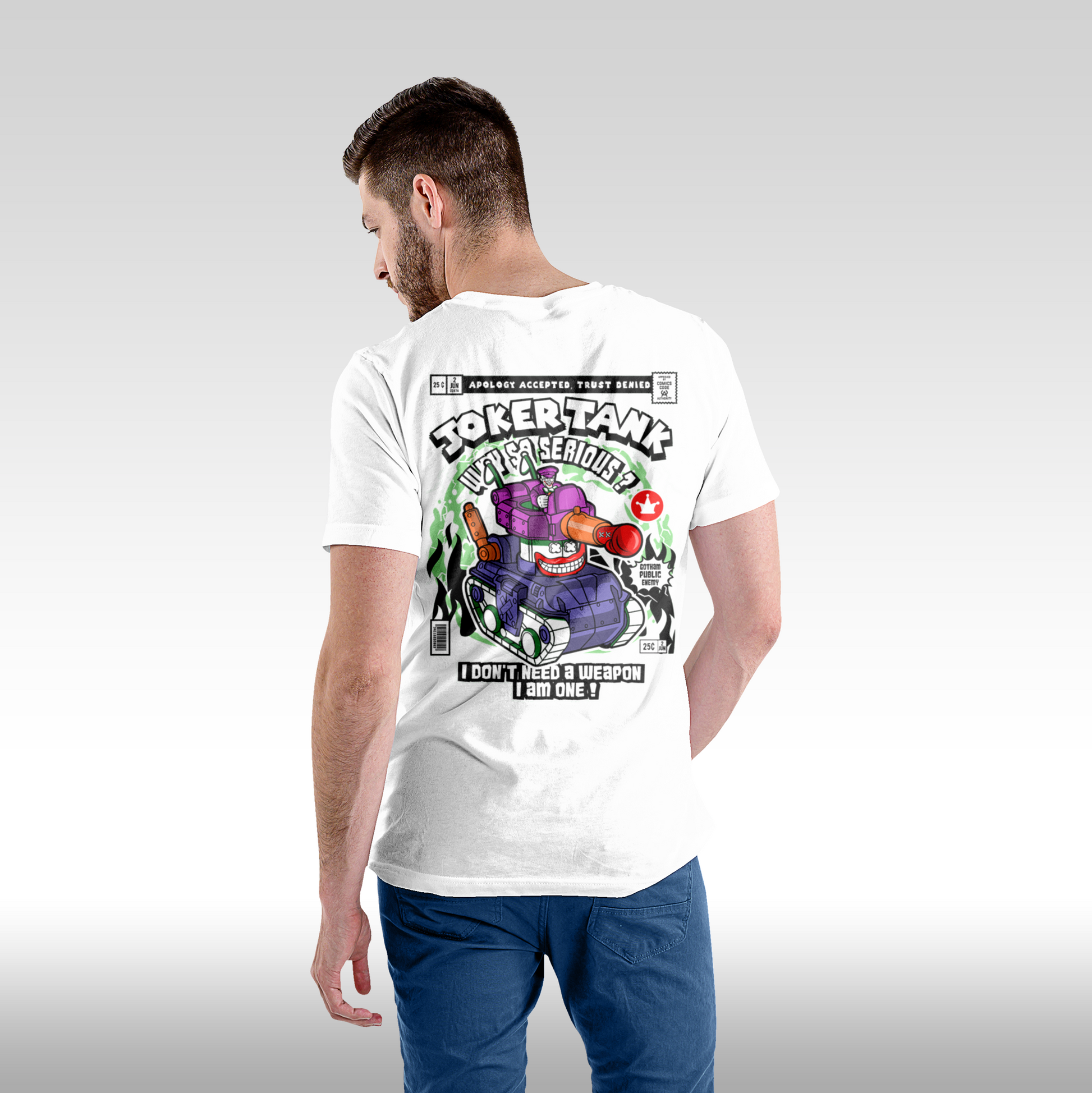 Tricou alb personalizat bumbac Spate Barbat batman "The Joker Tank Funko" streetwear
