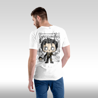 Tricou alb personalizat bumbac Spate Barbat colectionar "Edward Scissorhands Funko" streetwear

