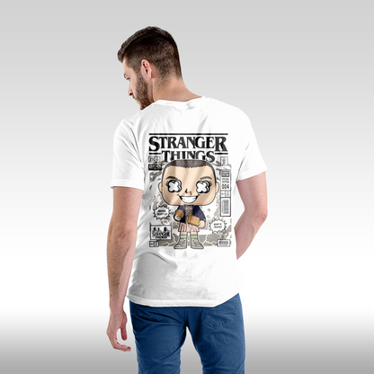 Tricou alb personalizat bumbac Spate barbat urban "Stranger Things" streetwear