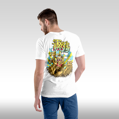 Tricou alb personalizat bumbac Spate barbat urban "Touch The Sky" streetwear