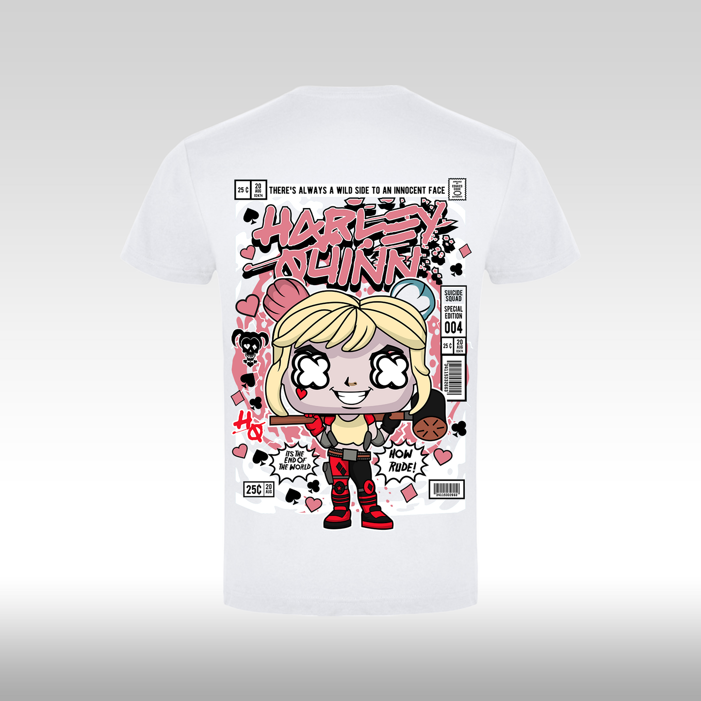 Tricou alb personalizat bumbac Spate batman "Harley Quinn Funko" streetwear
