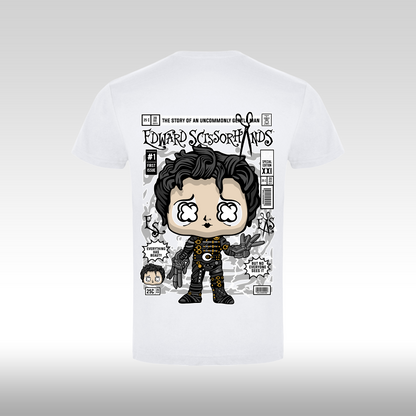 Tricou alb personalizat bumbac Spate colectionar "Edward Scissorhands Funko" streetwear
