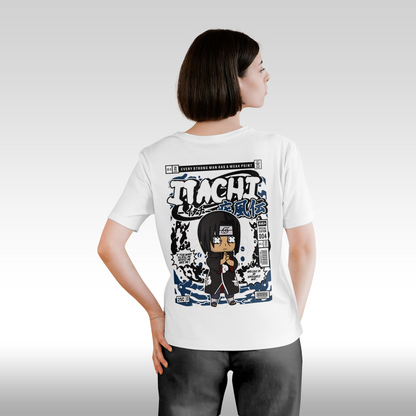 Tricou alb personalizat bumbac Spate Dama anime "Itachi Funko" streetwear