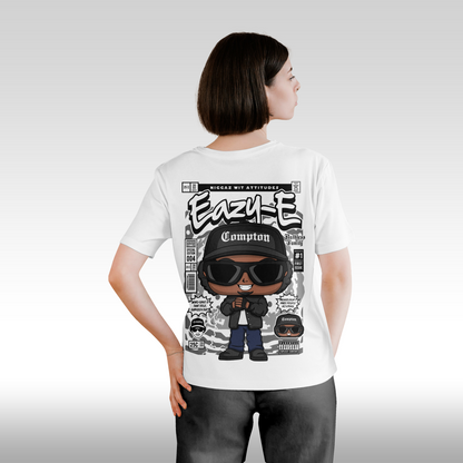 Tricou alb personalizat bumbac Spate dama rap "Eazy-E" streetwear
