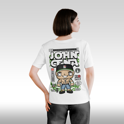 Tricou alb personalizat bumbac Spate dama wrestling "John Cena Funko" streetwear
