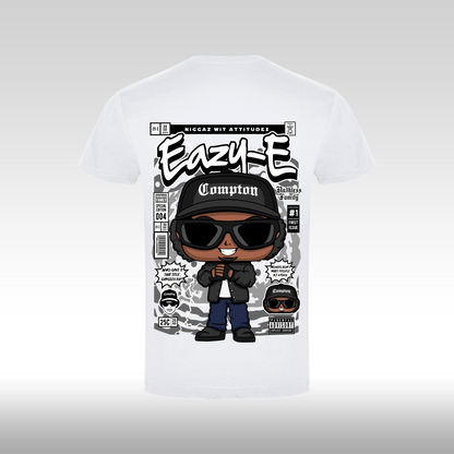 Tricou alb personalizat bumbac Spate rap "Eazy-E" streetwear
