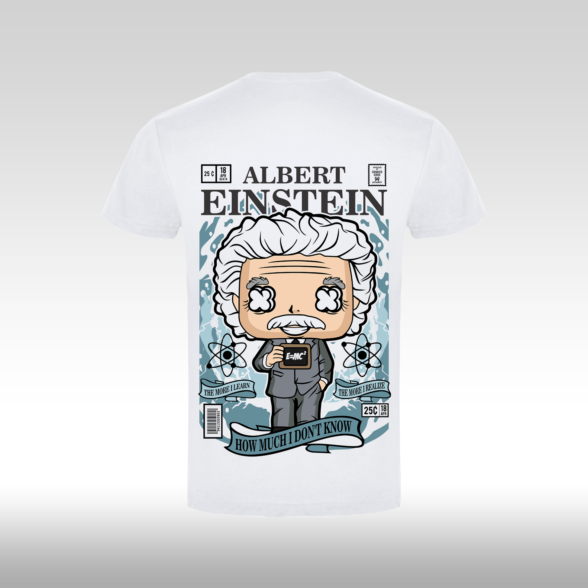 Tricou alb personalizat bumbac Spate urban "Albert Einstein" streetwear
