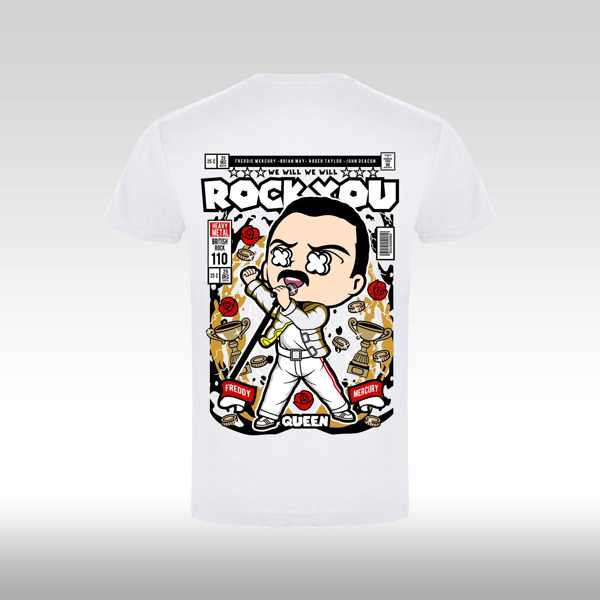 Tricou alb personalizat bumbac Spate urban "Rock You Queen" streetwear
