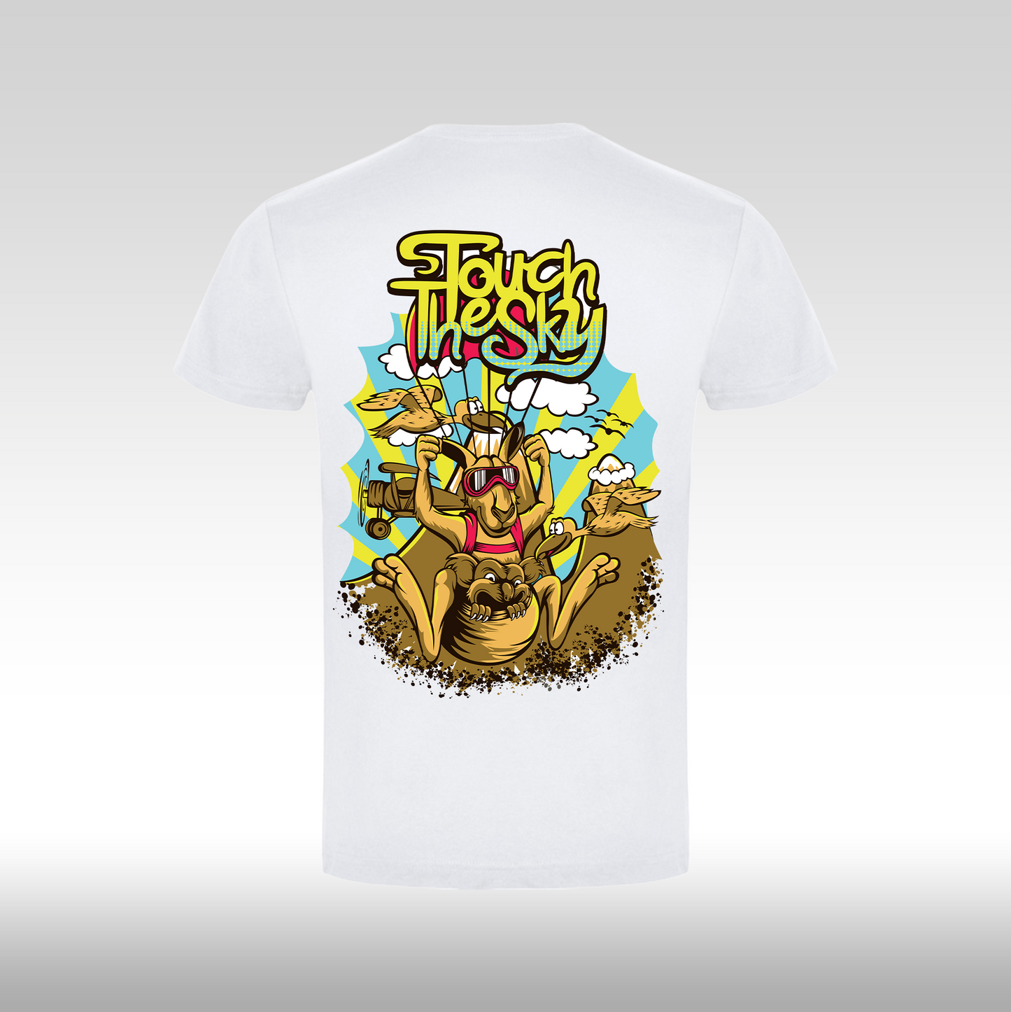 Tricou alb personalizat bumbac Spate urban "Touch The Sky" streetwear