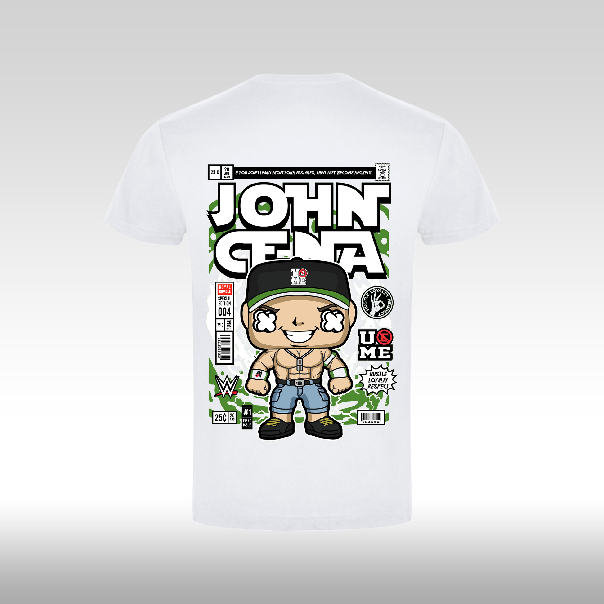 Tricou alb personalizat bumbac Spate wrestling "John Cena Funko" streetwear
