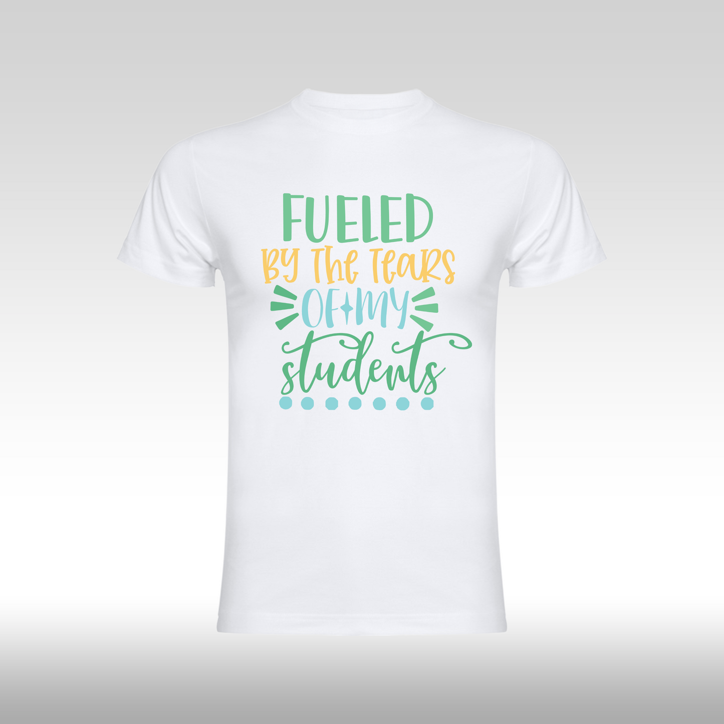 Tricou alb personalizat bumbac amuzant "Fueled by the Tears of My Students" streetwear
