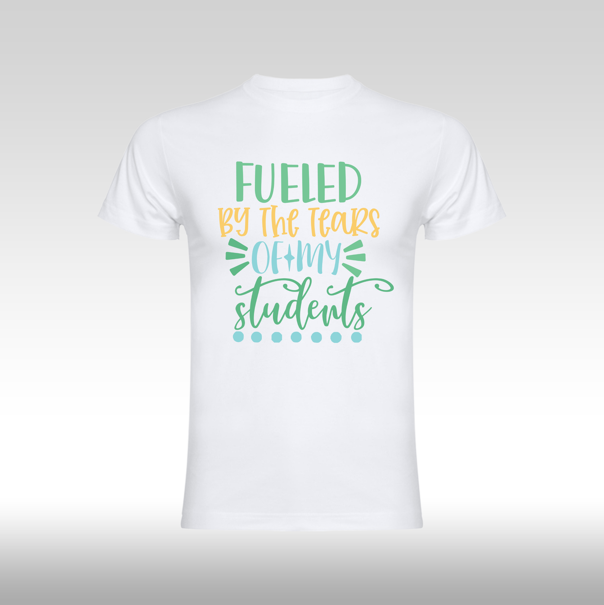 Tricou alb personalizat bumbac amuzant "Fueled by the Tears of My Students" streetwear
