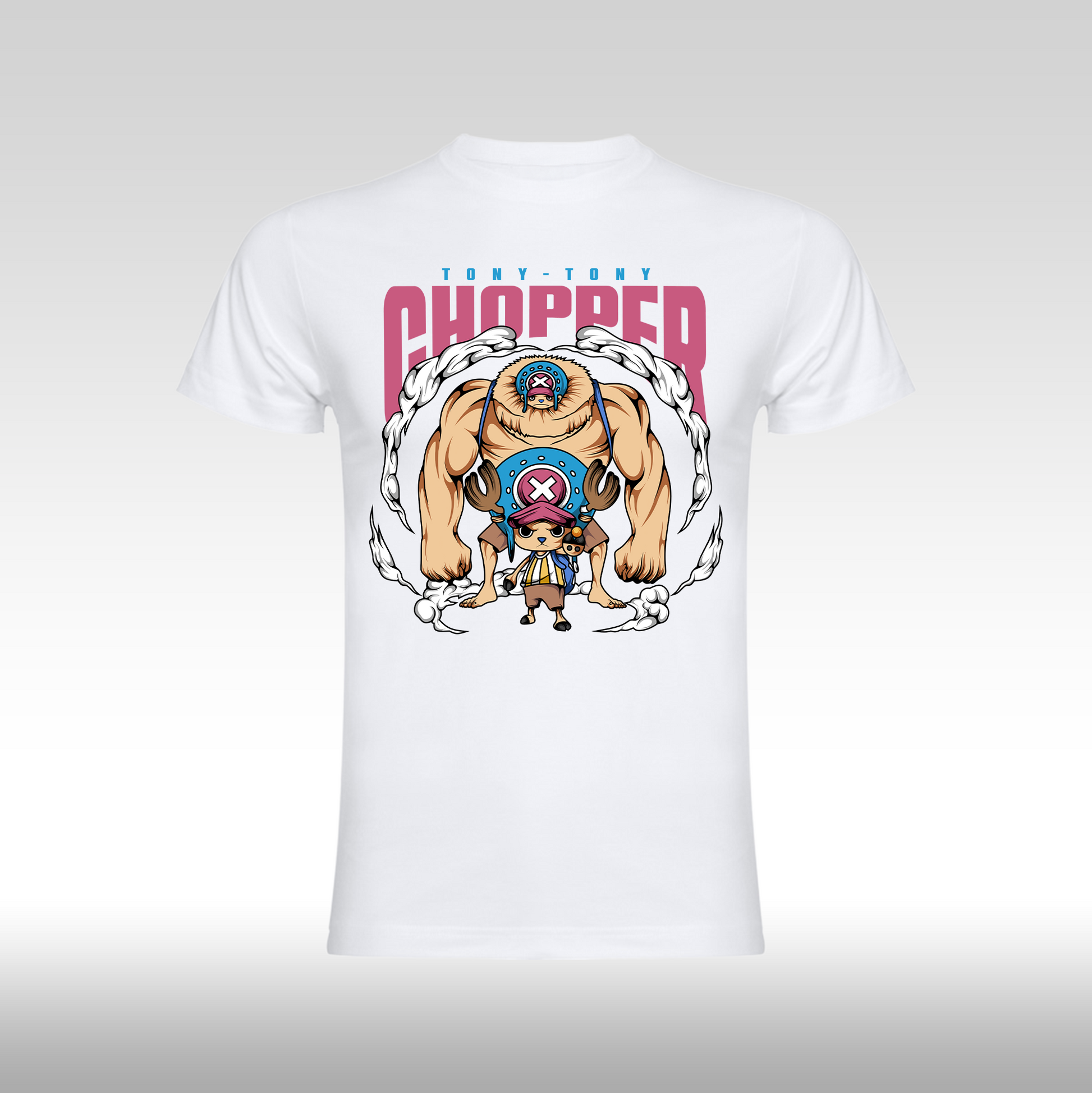 Tricou alb personalizat bumbac anime "One Piece Tony-Tony Chopper", streetwear
