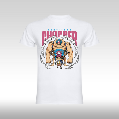 Tricou alb personalizat bumbac anime "One Piece Tony-Tony Chopper", streetwear
