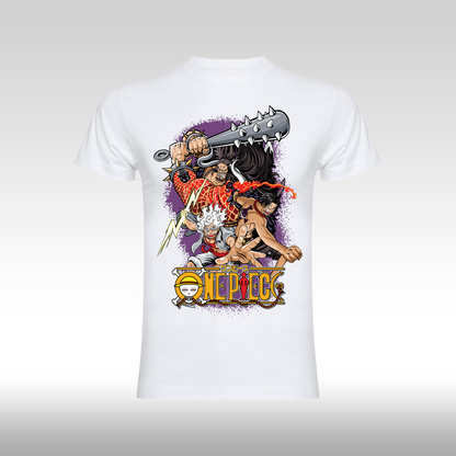 Tricou alb personalizat bumbac anime "One Piece: Luffy Gear 5" streetwear
