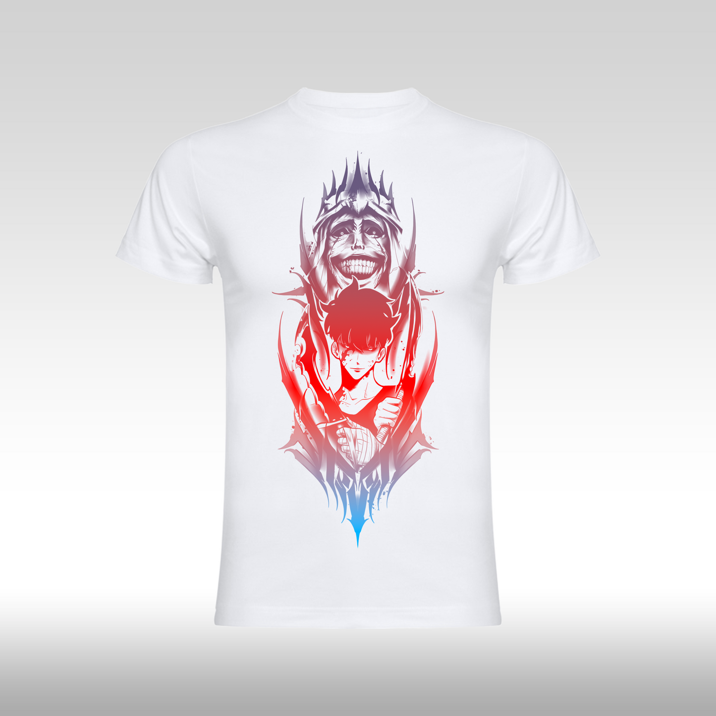 Tricou alb personalizat bumbac Fata dama anime "Solo Leveling" streetwear
