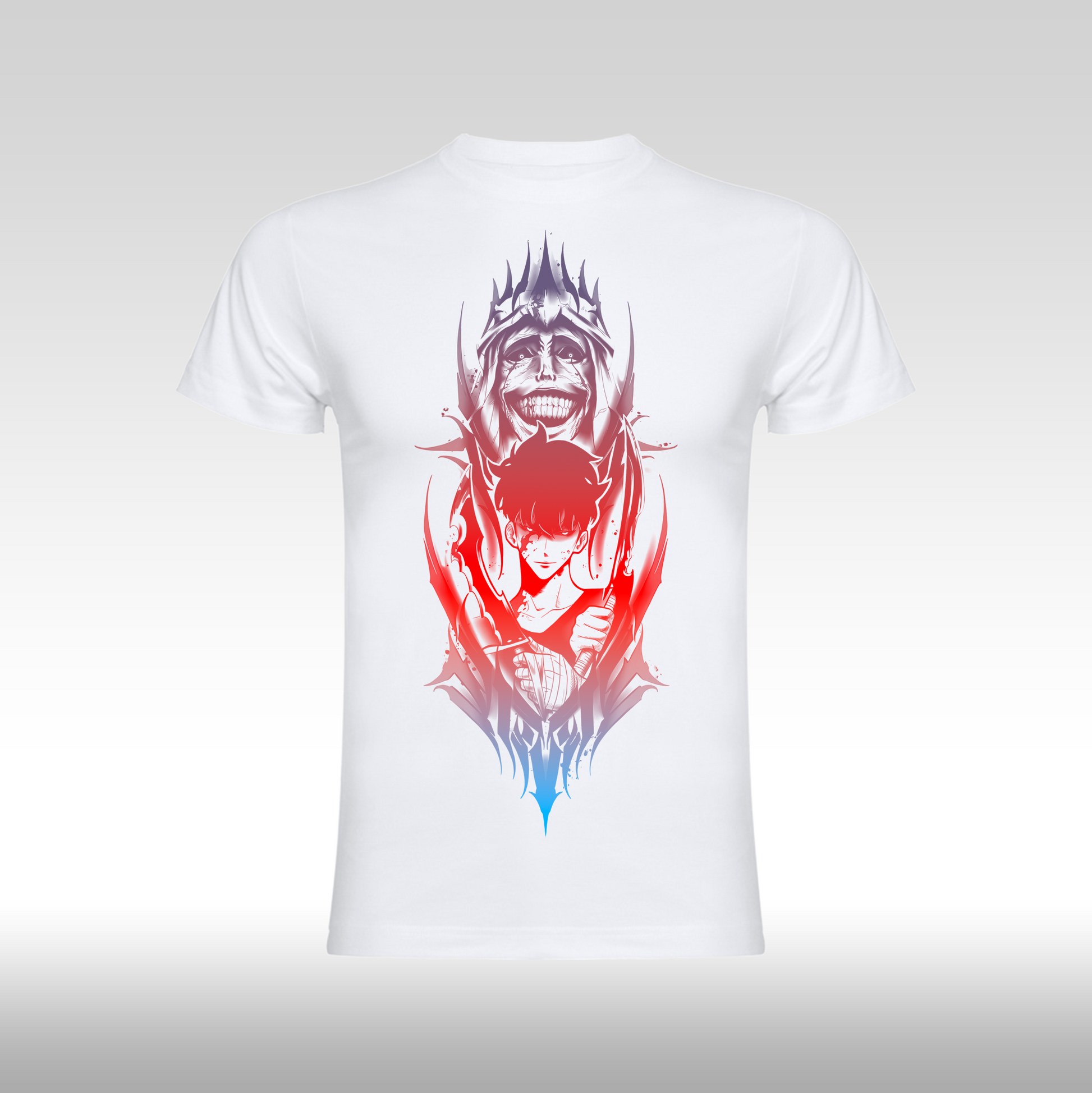 Tricou alb personalizat bumbac Fata dama anime "Solo Leveling" streetwear
