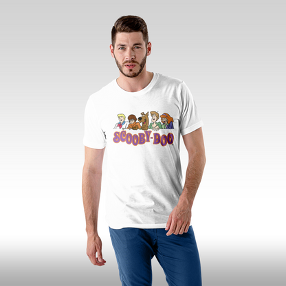 Tricou alb personalizat bumbac fata barbat desene "Scooby-Doo The Mystery Machine Funko" streetwear