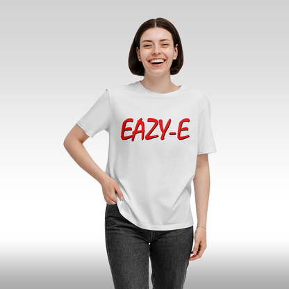 Tricou alb personalizat bumbac fata dama rap "Eazy-E" streetwear
