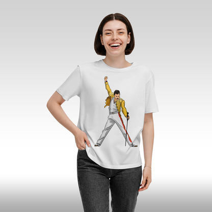 Tricou alb personalizat bumbac fata dama urban "Rock You Queen" streetwear
