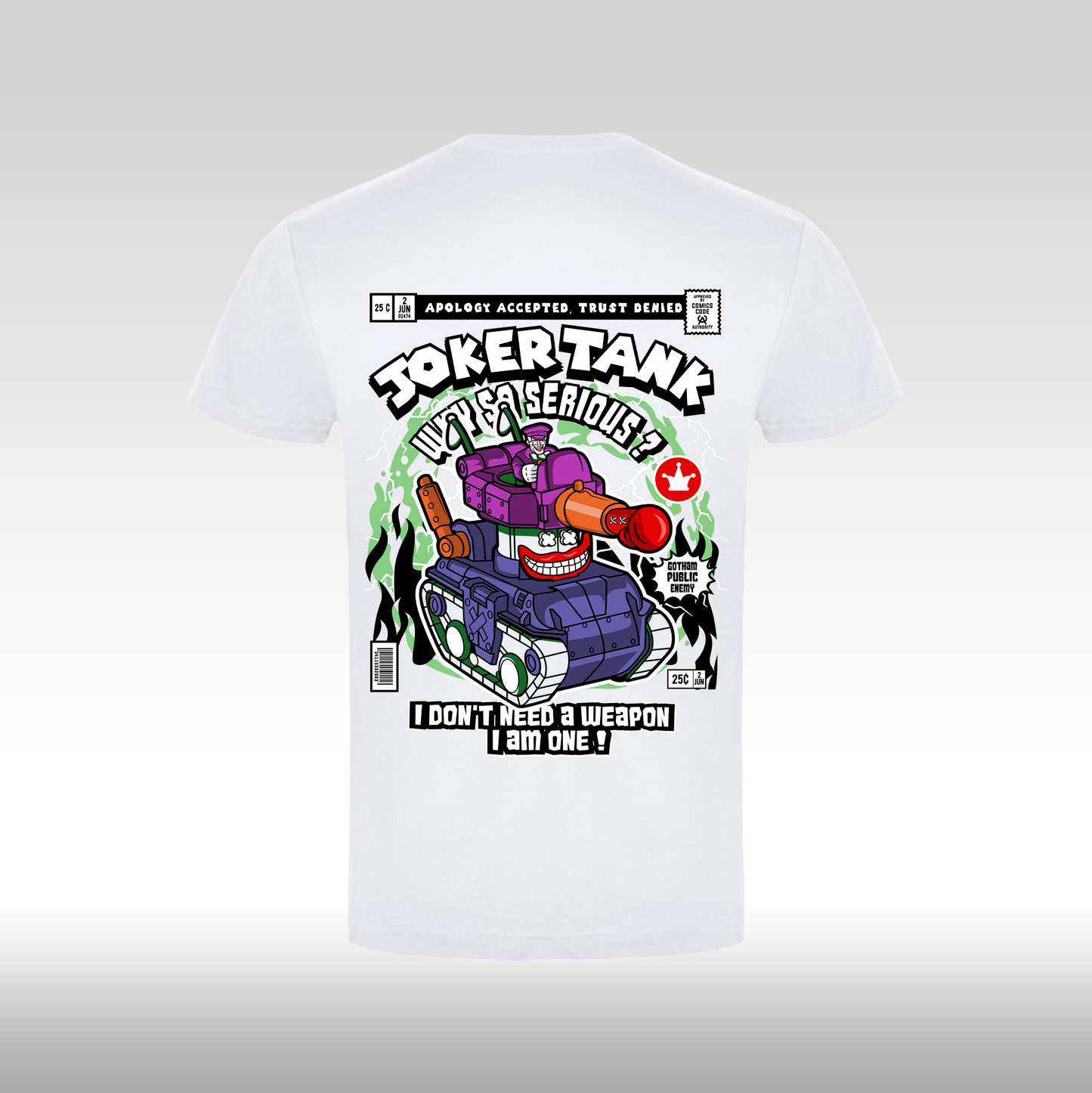 Tricou alb personalizat bumbac spate batman "The Joker Tank Funko" streetwear
