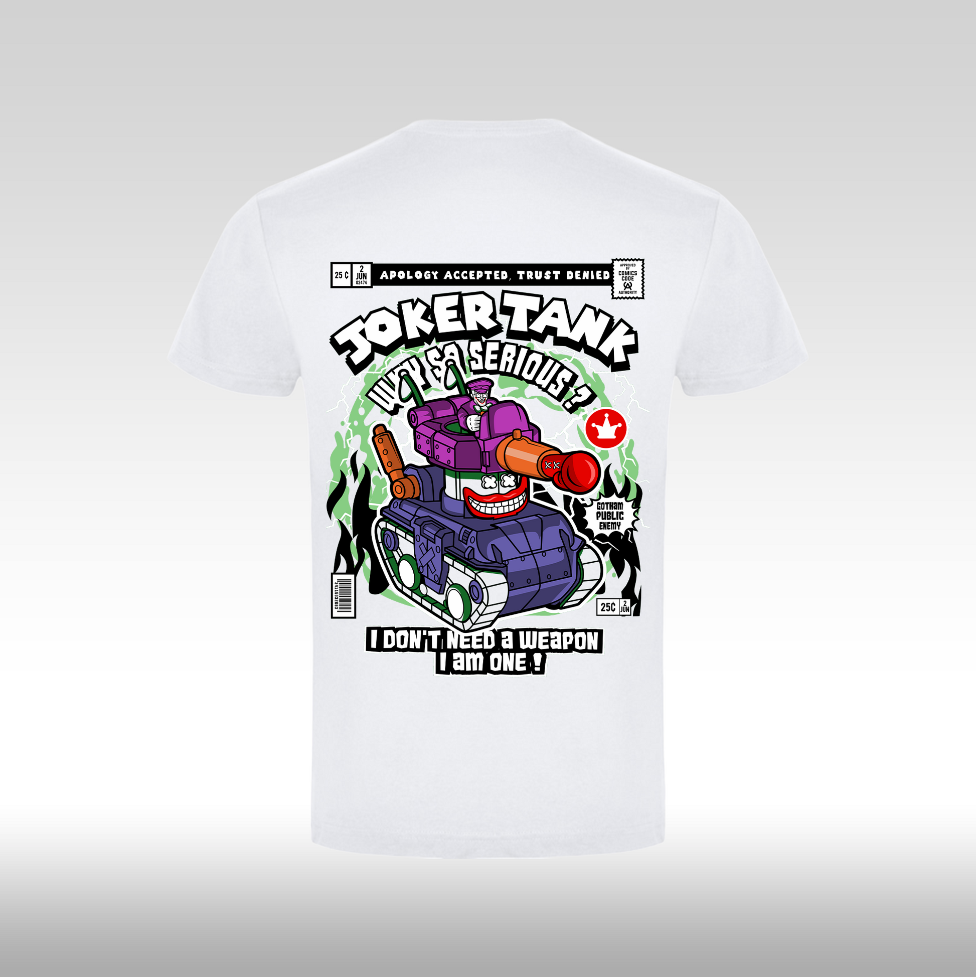 Tricou alb personalizat bumbac spate batman "The Joker Tank Funko" streetwear
