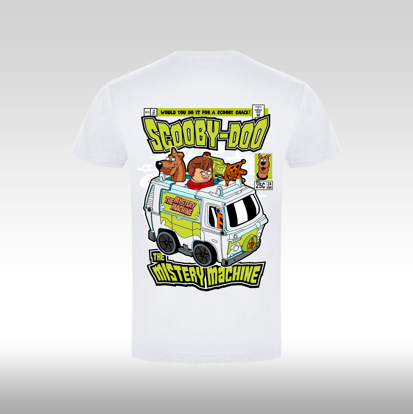 Tricou alb personalizat bumbac spate desene "Scooby-Doo The Mystery Machine Funko" streetwear