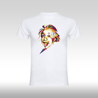 Tricou alb personalizat bumbac urban "Albert Einstein" streetwear
