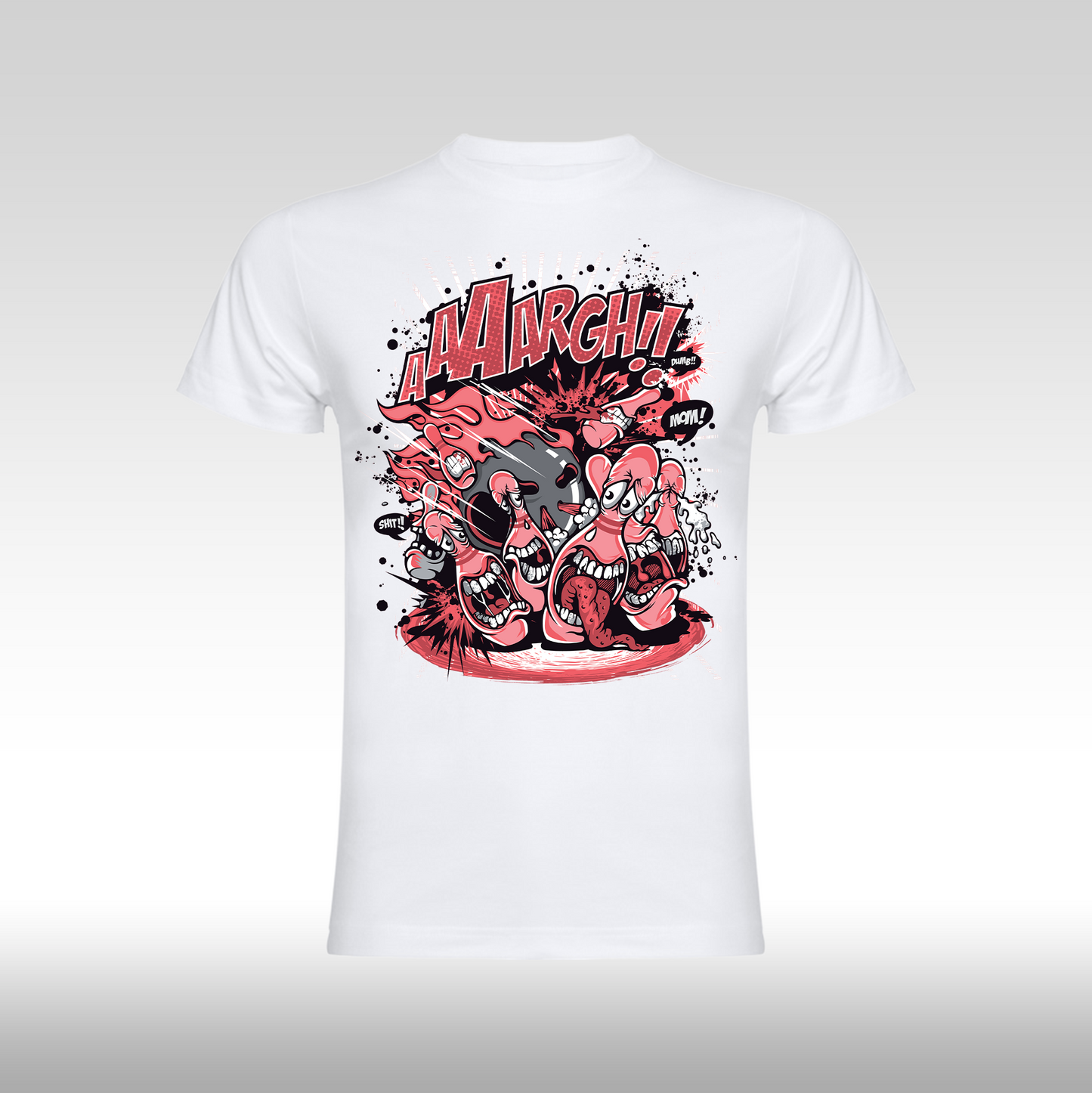 Tricou alb personalizat bumbac urban "Cartoon Chaos" streetwear
