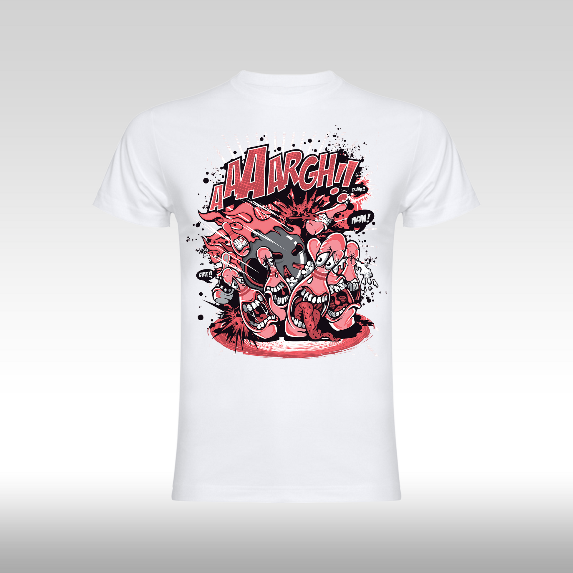 Tricou alb personalizat bumbac urban "Cartoon Chaos" streetwear
