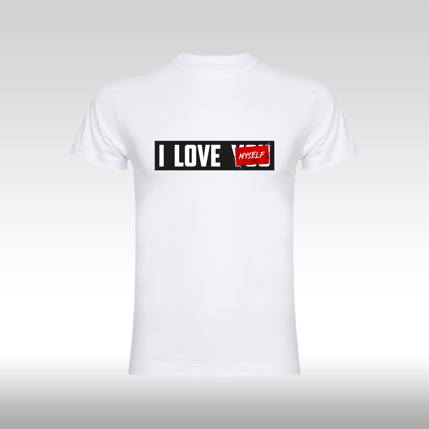Tricou alb personalizat bumbac urban "I love myself" streetwear
