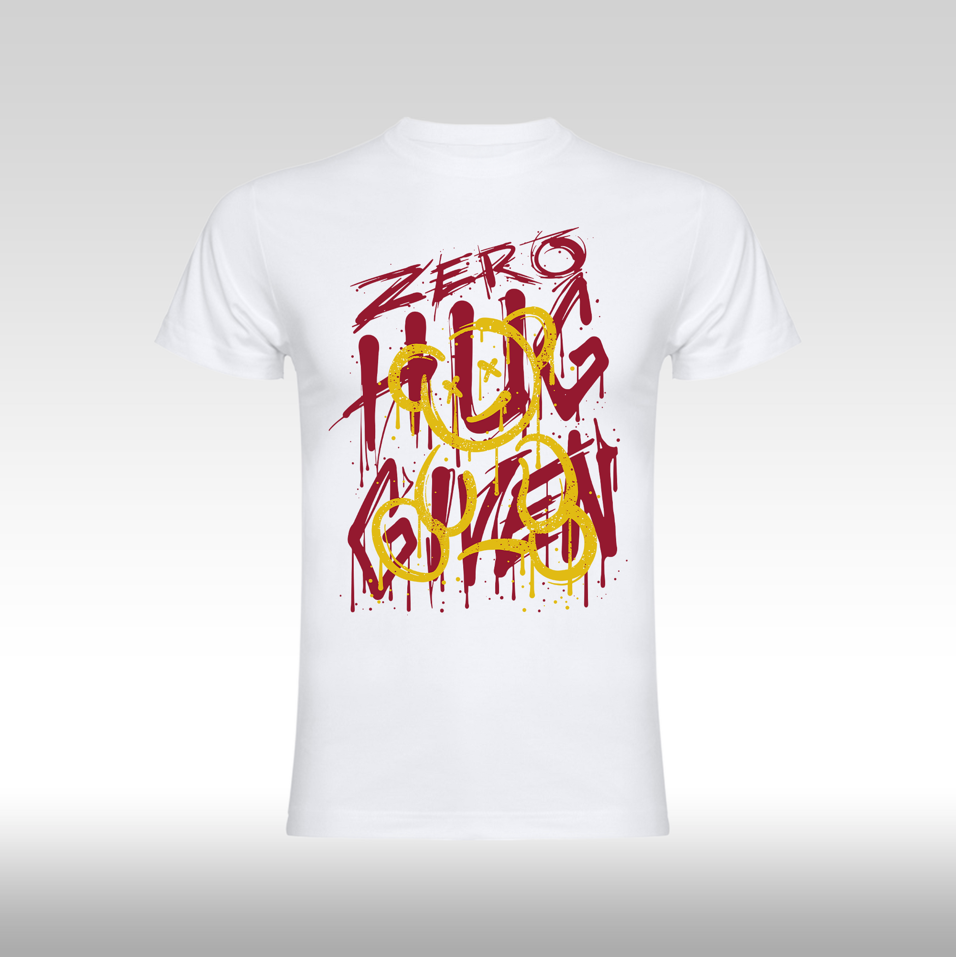 Tricou alb personalizat bumbac urban "Zero Hug Given" streetwear
