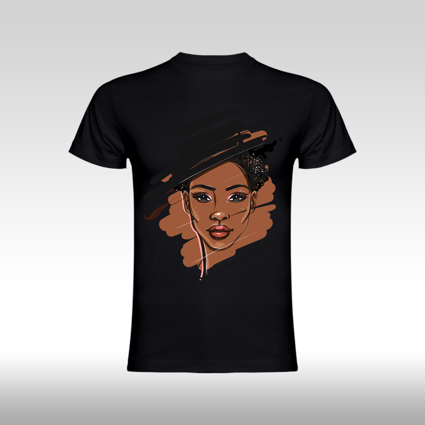 Tricou negru personalizat bumbac Fata Dama africa "Shadow Queen" streetwear
