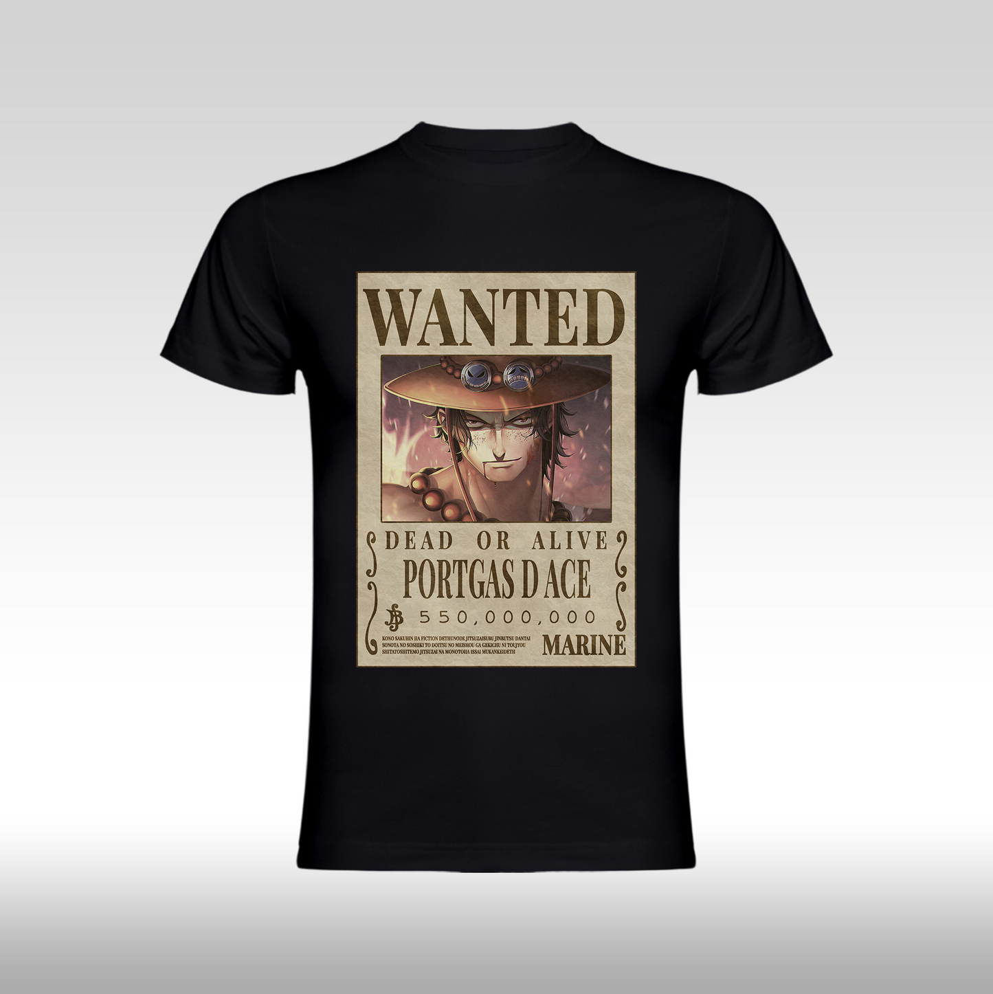 Tricou personalizat bumbac Fata anime "WANTED : Portgas D Ace" streetwear

