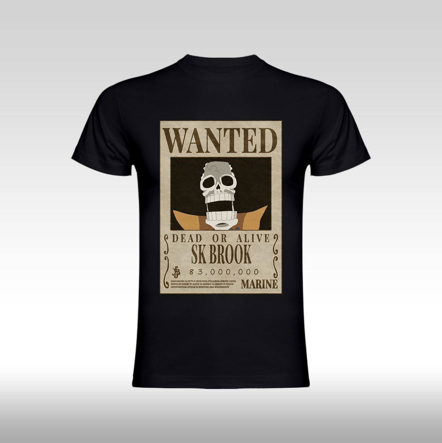 Tricou negru personalizat bumbac Fata anime "WANTED : SK Brook" streetwear

