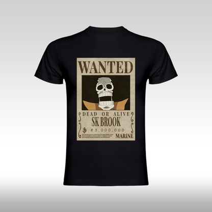 Tricou negru personalizat bumbac Fata anime "WANTED : SK Brook" streetwear

