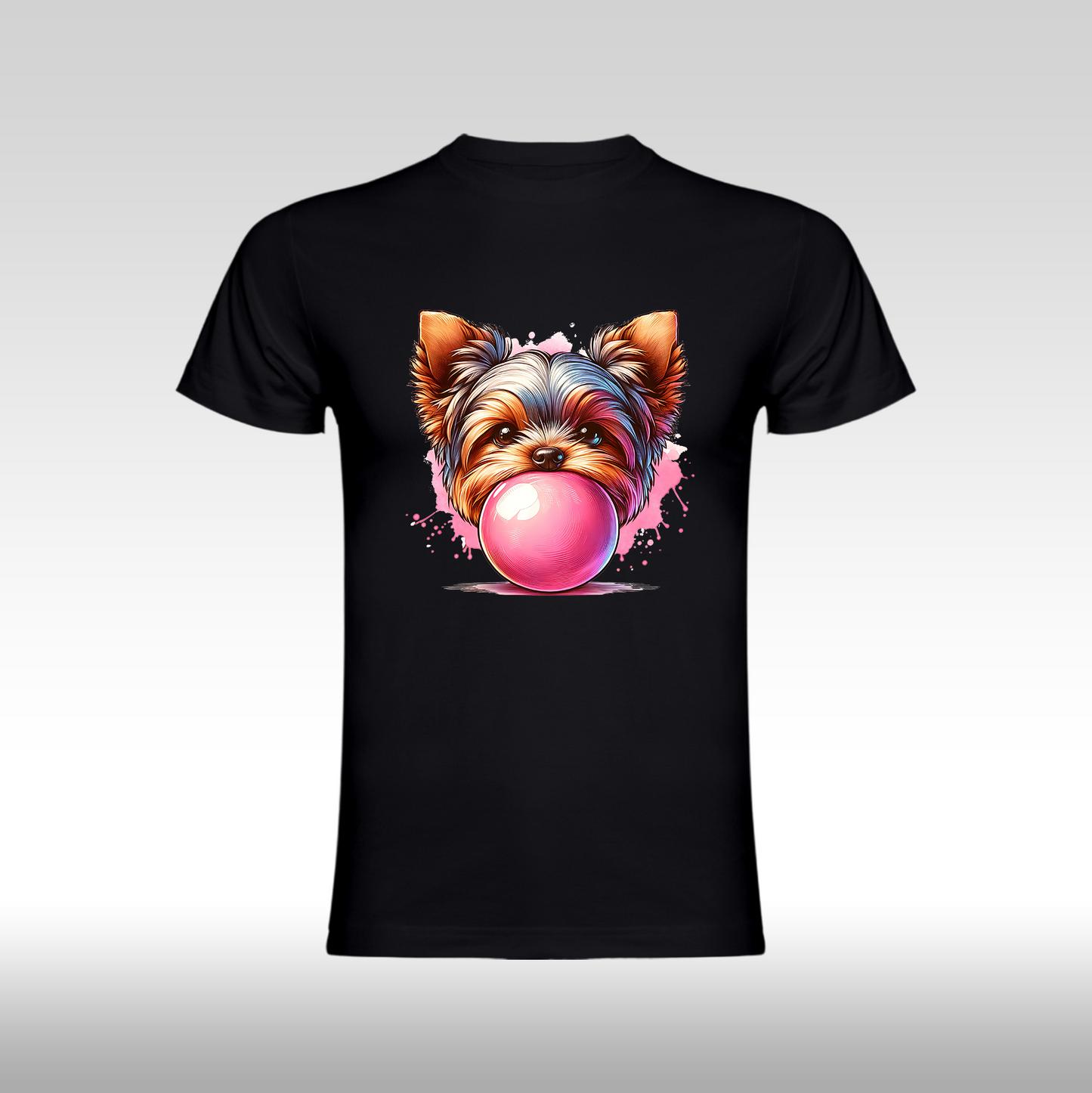 Tricou negru personalizat bumbac Fata catel "Bubble Puppy" streetwear
