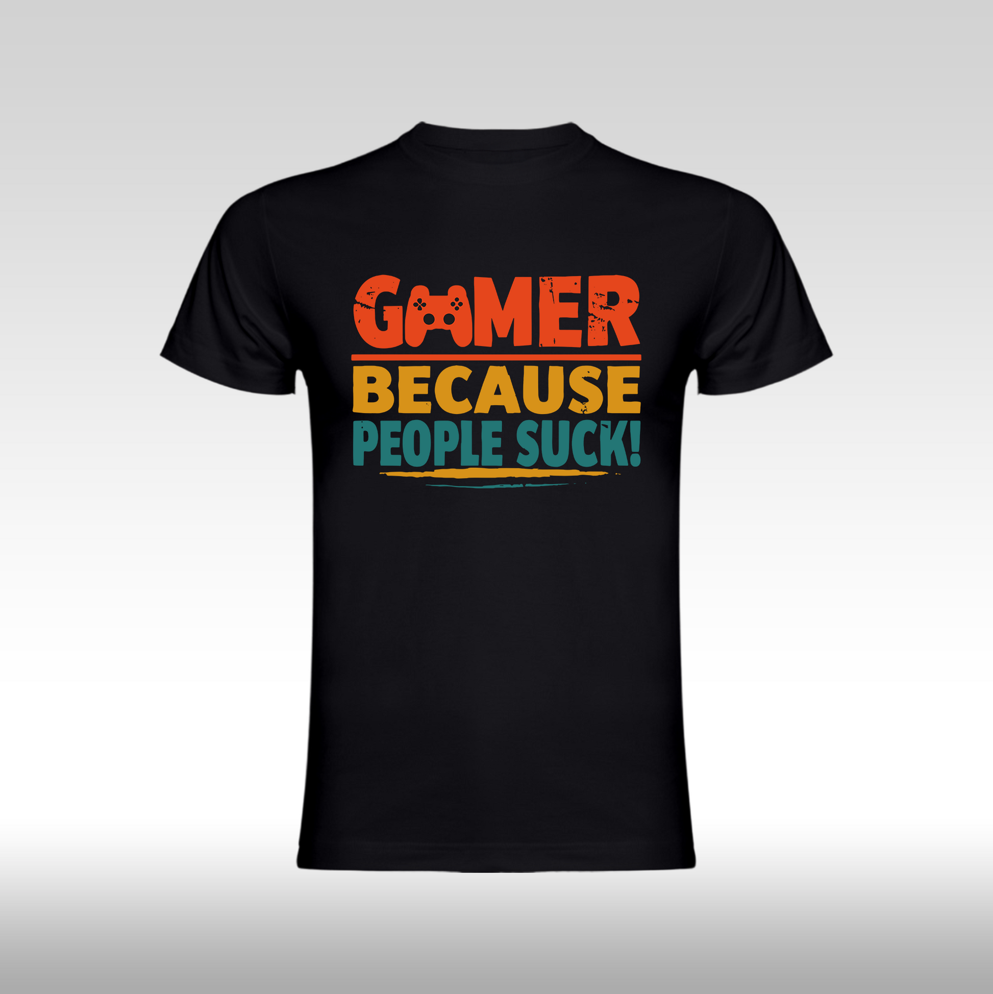 Tricou negru personalizat bumbac Fata gaming "Gamer Because People Suck" streetwear
