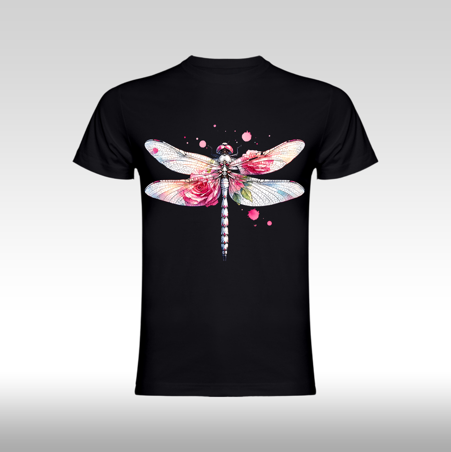 Tricou negru personalizat bumbac Fata libelula "dragonfly" streetwear
