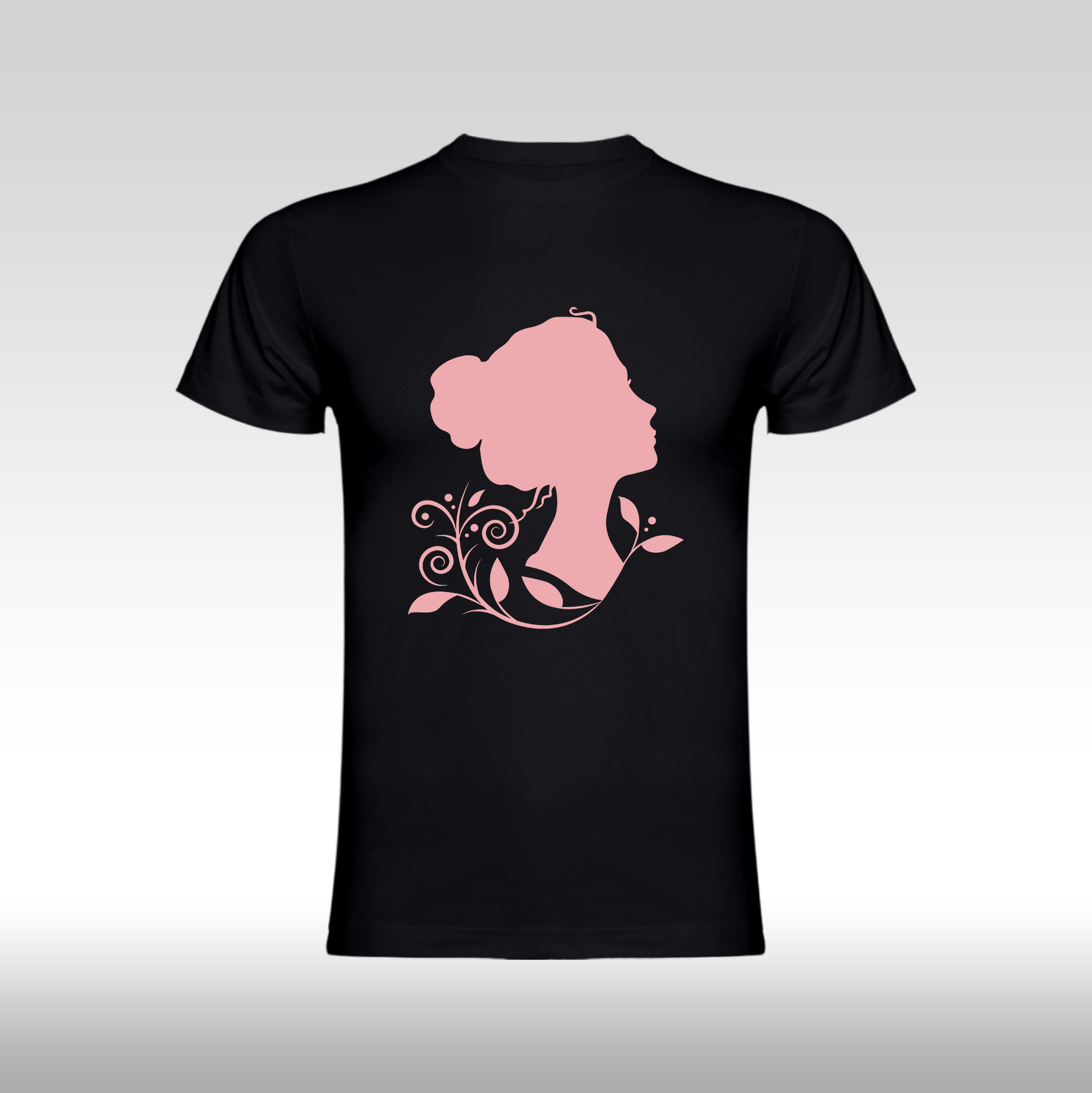 Tricou negru personalizat bumbac Fata Dama portret "Inner Bloom" streetwear
