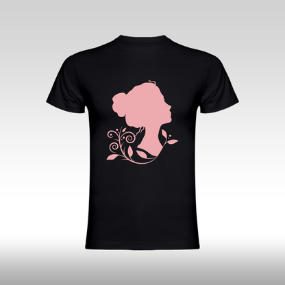 Tricou negru personalizat bumbac Fata Dama portret "Inner Bloom" streetwear
